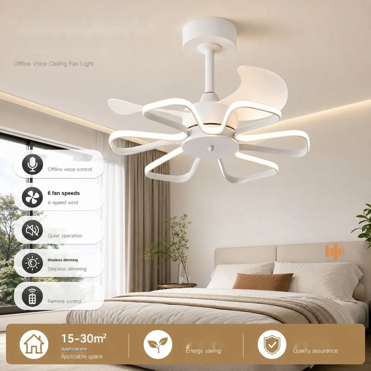 Nordic Smart Remote-Controlled Ceiling Fan Light — Living Room, Bedroom & Dining Room — view 4