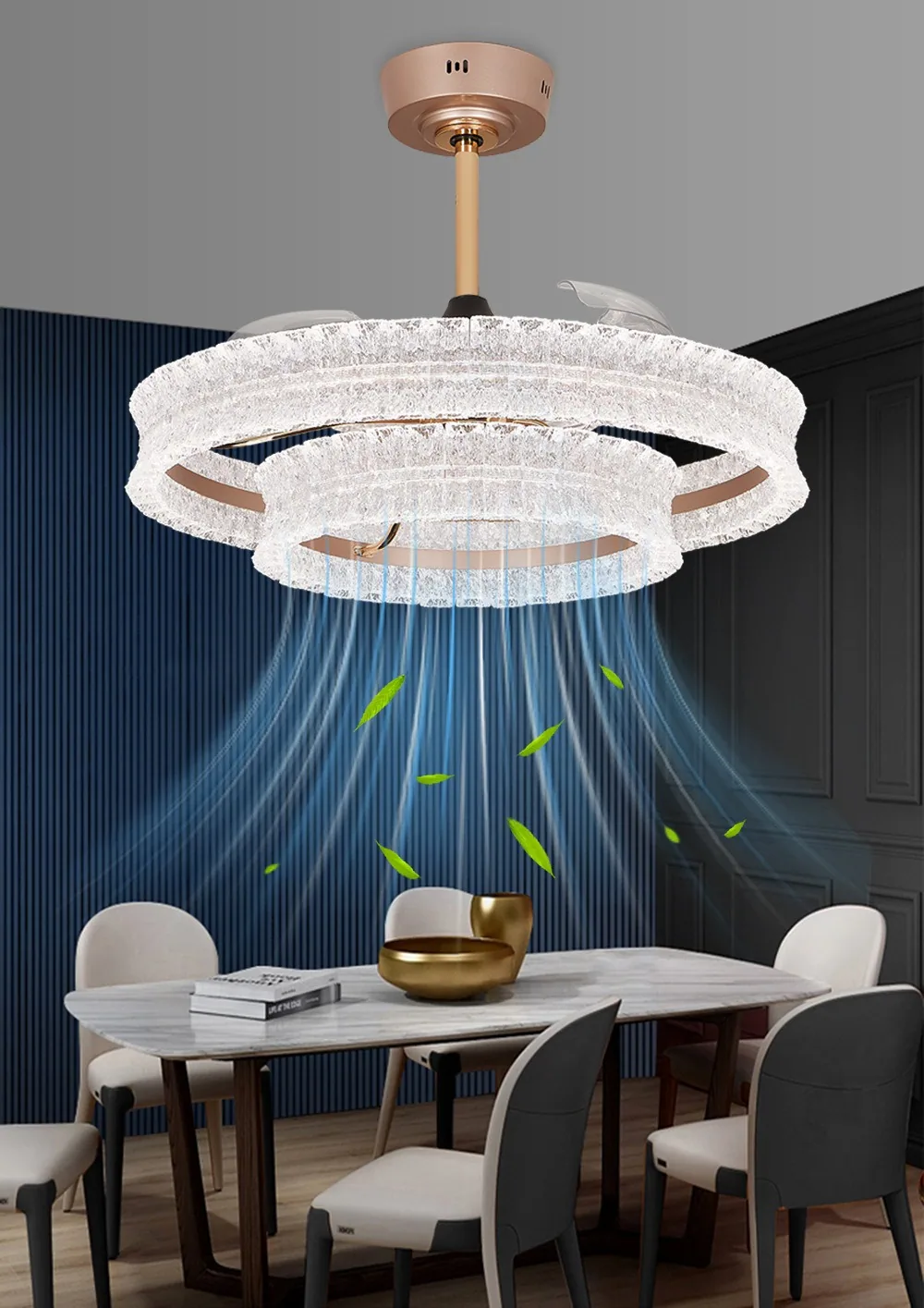 Light Luxury Ceiling Fan Light — Duplex, Villa & Living Room — view 5