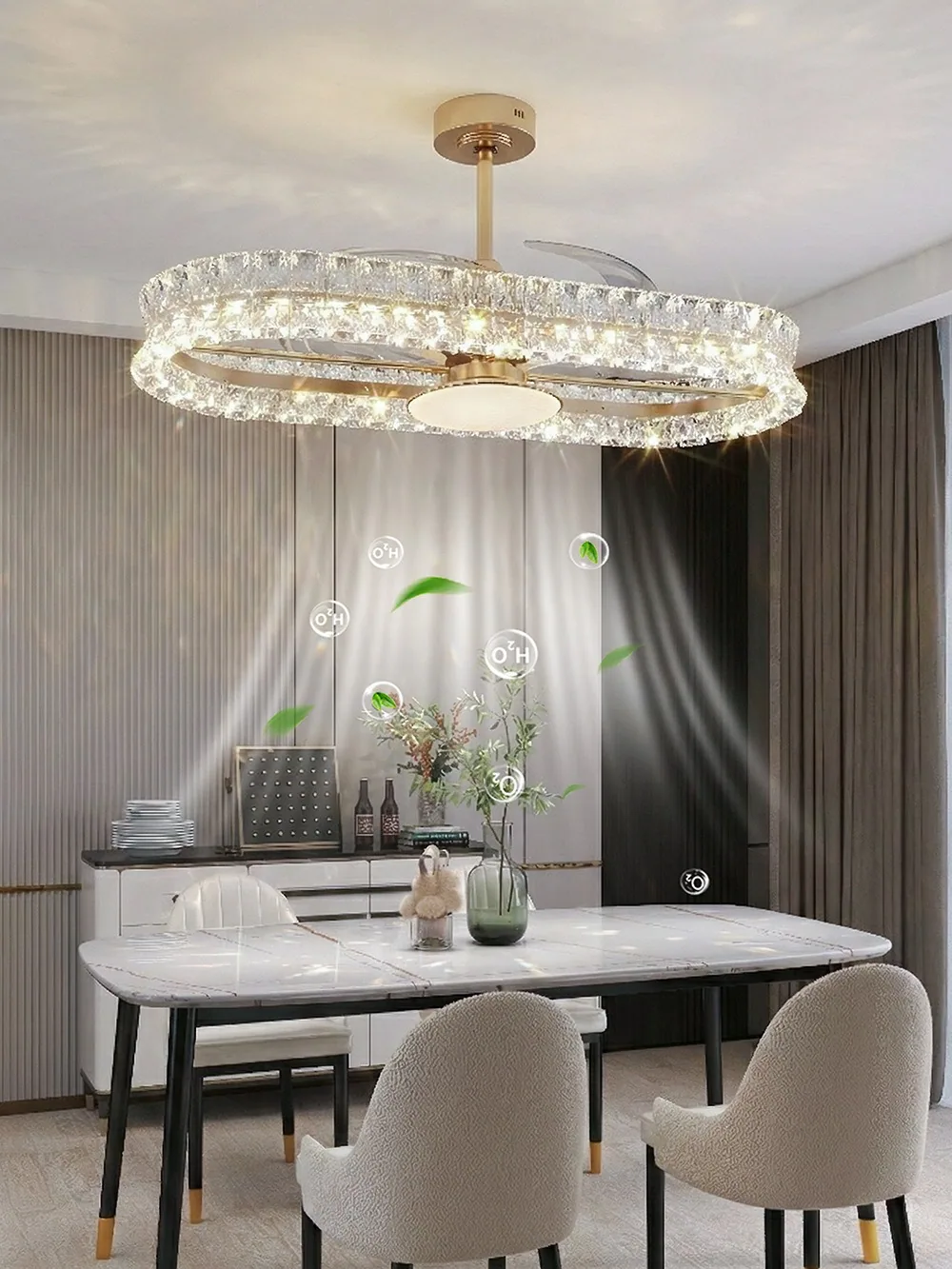 Light Luxury Ceiling Fan Light — Duplex, Villa & Living Room — view 11