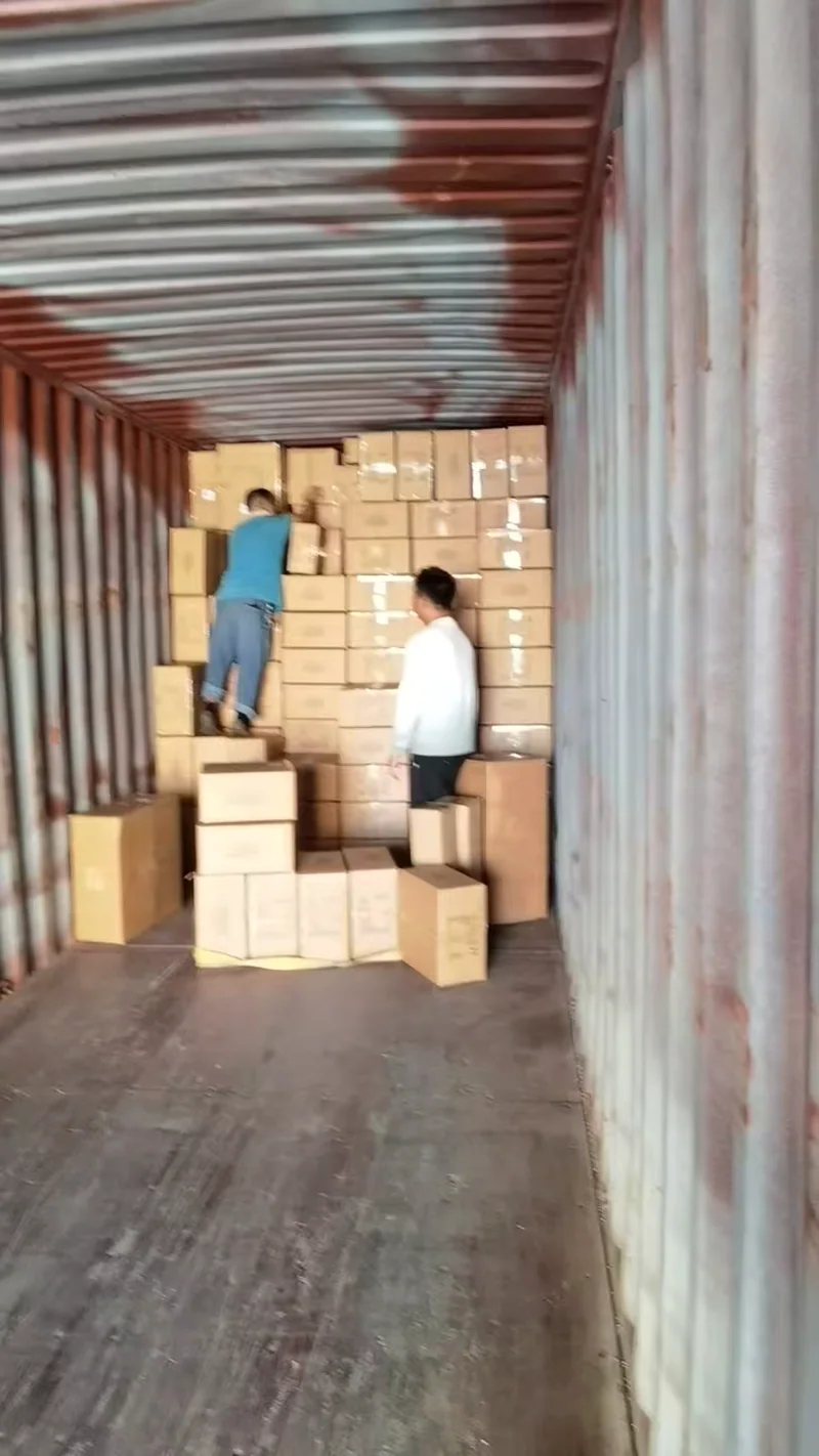 Cartons staged for pickup